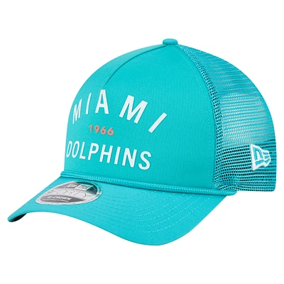 Casquette ajustable New Era Aqua Miami Dolphins Active Minimalist M-Crown A-Frame 9FORTY pour homme