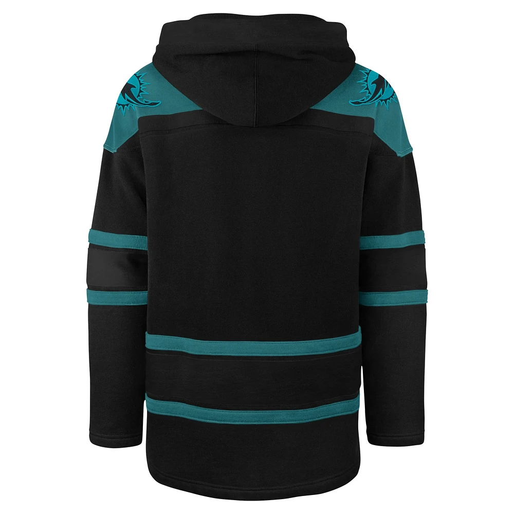 Men's '47 Black Miami Dolphins Dark Pop Lace-Up Pullover Hoodie