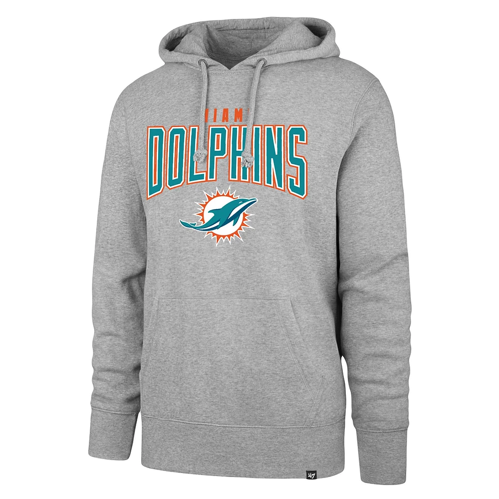 Men's '47 Gray Miami Dolphins Headline Pullover Hoodie