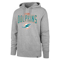 Men's '47 Gray Miami Dolphins Headline Pullover Hoodie