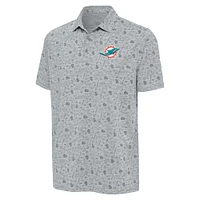 Men's Antigua Heather Gray Miami Dolphins Relentless Polo