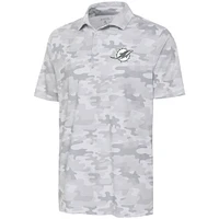 Men's Antigua White Miami Dolphins Anthracite Logo Collide Polo