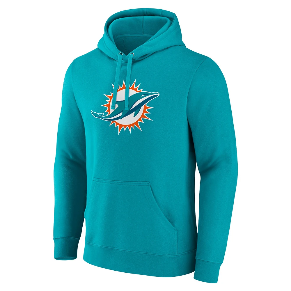 Men's Aqua Miami Dolphins Primary Logo Fleece Pullover Hoodie