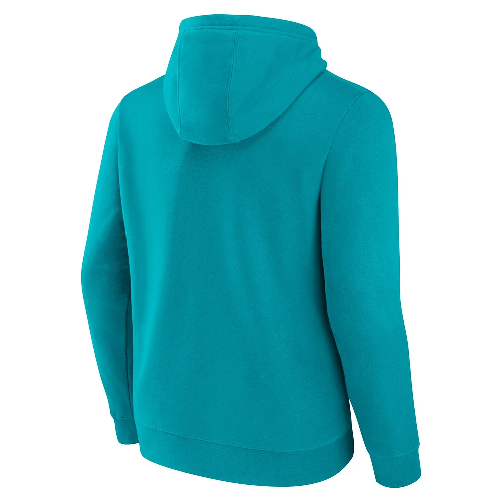 Men's Aqua Miami Dolphins Primary Logo Fleece Pullover Hoodie