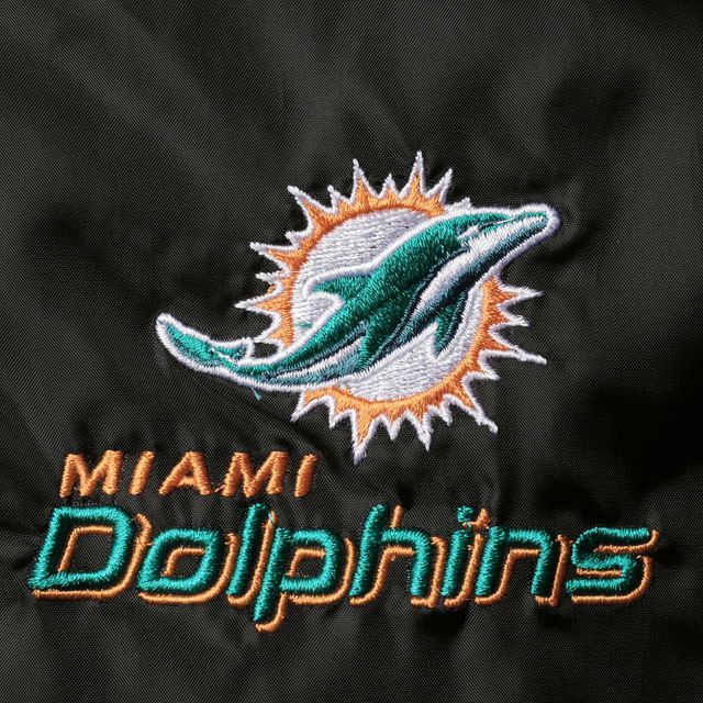 Veste coupe-vent raglan classique à boutons-pression pour hommes Miami Dolphins Coaches noire