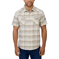 Men's Darius Rucker Collection by Fanatics Gray Miami Dolphins Plaid Full-Snap Shirt