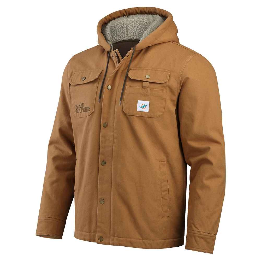 Men's Darius Rucker Collection by Fanatics Tan Miami Dolphins Canvas Full-Zip Hoodie Jacket