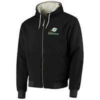 Men's Dunbrooke Black Miami Dolphins Craftsman Thermal-Lined Full-Zip Hoodie