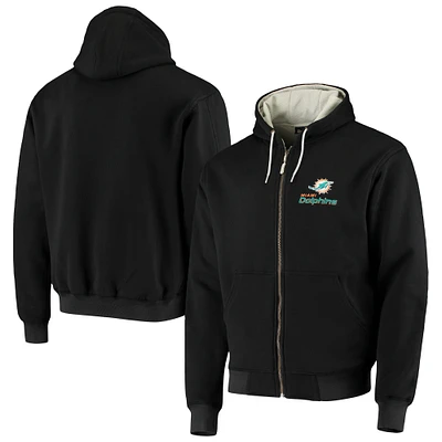 Pull à capuche zippé entièrement Dunbrooke Miami Dolphins Craftsman noir pour homme
