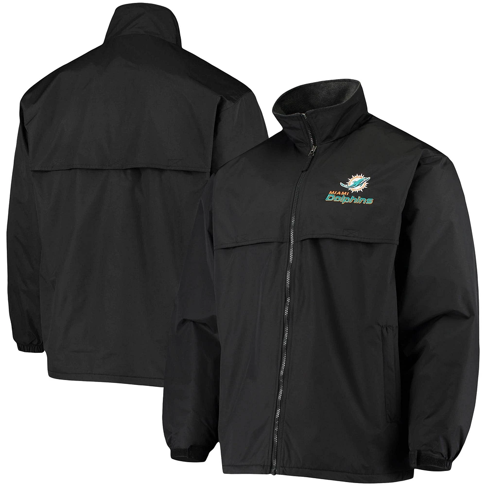 Blouson à glissière complète Dunbrooke Miami Dolphins Triumph Fleece noir pour hommes