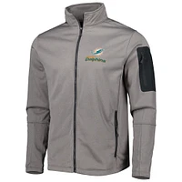 Men's Dunbrooke Heather Gray Miami Dolphins Freestyle Coated Tech Fleece Full-Zip Jacket