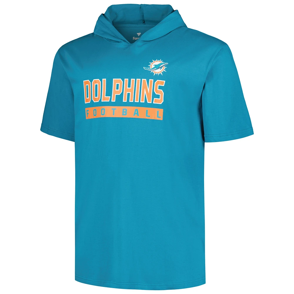 Men's Fanatics Aqua Miami Dolphins Big & Tall Hoodie T-Shirt
