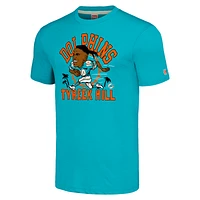 Men's Homage Tyreek Hill Aqua Miami Dolphins Caricature Player Tri-Blend T-Shirt