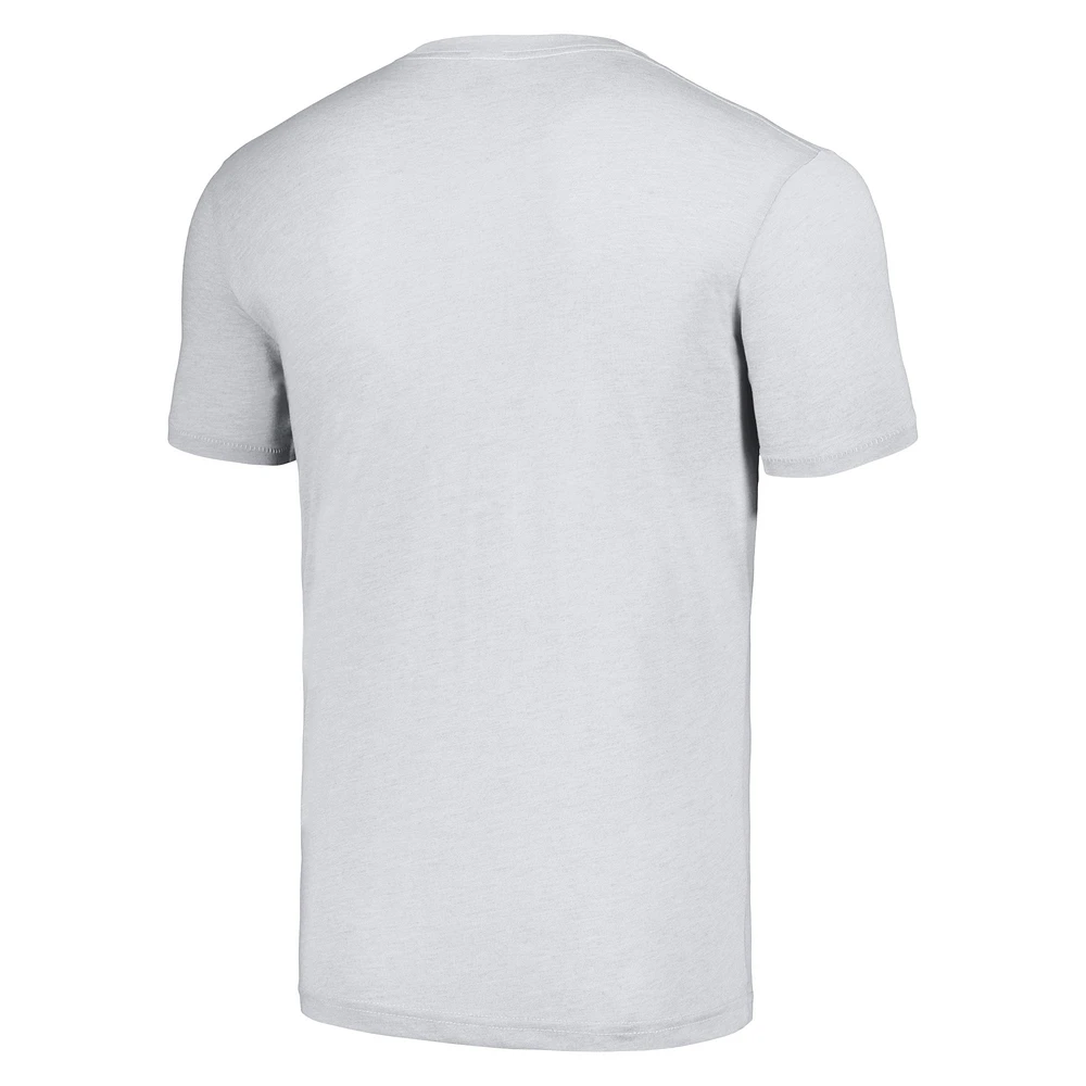 Men's Homage  Zach Thomas Heathered Ash Miami Dolphins Caricature Retired Player Tri-Blend T-Shirt