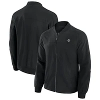 Men's J. Palmer Black Miami Dolphins Lightweight Cover-4 Tri-Blend Full-Zip Jacket