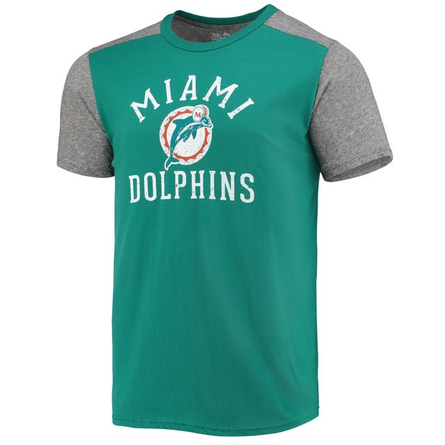 Majestic Threads Aqua/Heathered Gray Miami Dolphins Gridiron Classics Field Goal T-shirt flammé pour homme