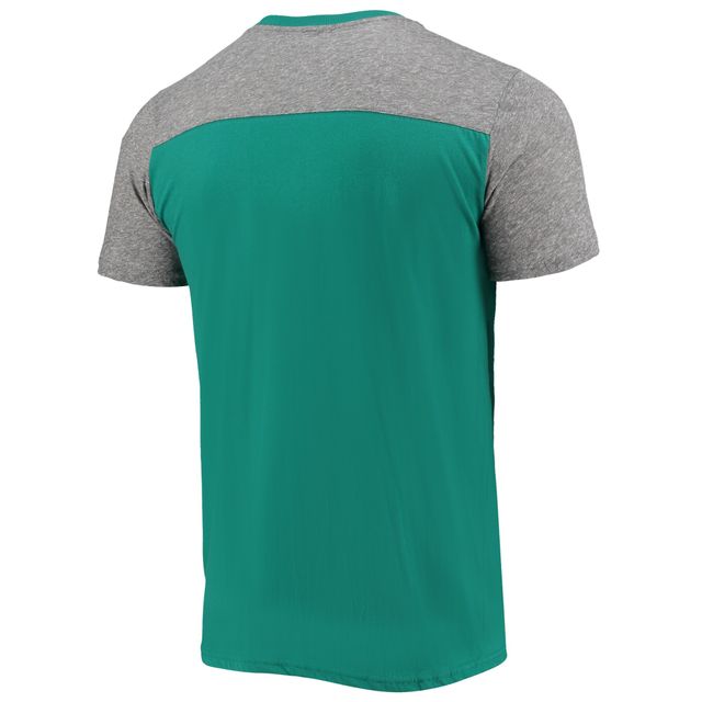 Majestic Threads Aqua/Heathered Gray Miami Dolphins Gridiron Classics Field Goal T-shirt flammé pour homme