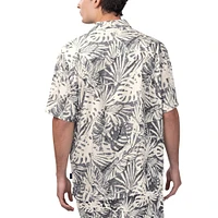 Chemise boutonnée de fête à imprimé Monstera délavée au sable des Miami Dolphins Margaritaville pour hommes