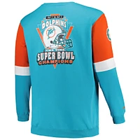Men's Mitchell & Ness Aqua Miami Dolphins Big Tall Fleece Pullover Sweatshirt