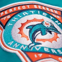 Men's Mitchell & Ness Aqua Miami Dolphins Double Down Satin Full-Snap Jacket