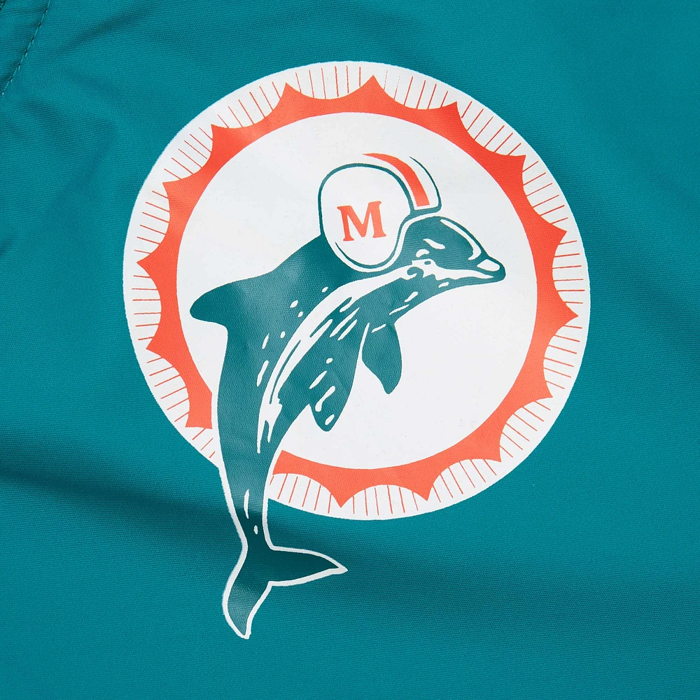 Men's Mitchell & Ness Dan Marino Aqua Miami Dolphins Retired Player Graphic Full-Zip Satin Jacket
