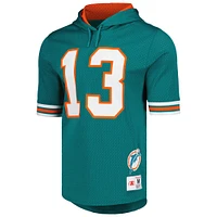 Men's Mitchell & Ness Dan Marino Aqua Miami Dolphins Retired Player Name Number Mesh Hoodie T-Shirt