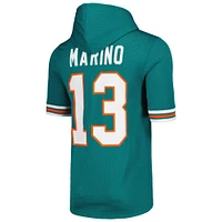 Men's Mitchell & Ness Dan Marino Aqua Miami Dolphins Retired Player Name Number Mesh Hoodie T-Shirt