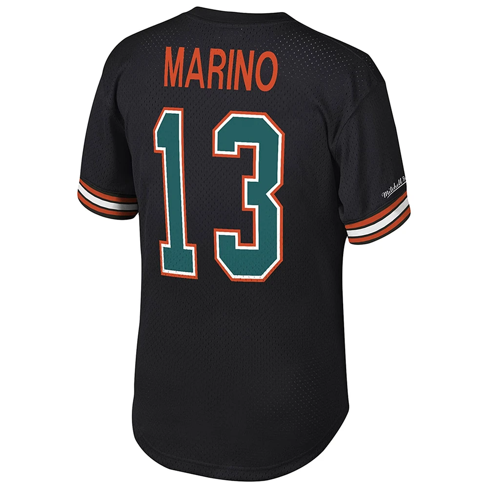 Haut pour hommes Mitchell & Ness Dan Marino noir Miami Dolphins Big Tall Mesh Nom et numéro du joueur