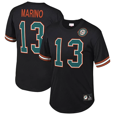 Haut pour hommes Mitchell & Ness Dan Marino noir Miami Dolphins Big Tall Mesh Nom et numéro du joueur