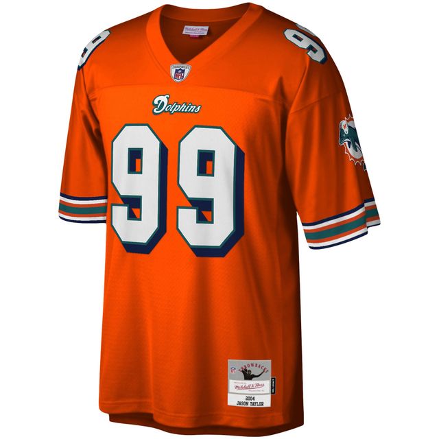 Maillot de réplique joueur retraité Mitchell & Ness Jason Taylor orange Miami Dolphins Big Tall 2004 pour hommes