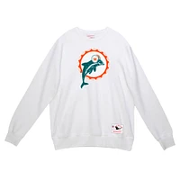 Men's Mitchell & Ness White Miami Dolphins Basic Fleece Pullover Sweatshirt