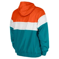 Men's New Era Aqua Miami Dolphins 3rd Down Raglan Quarter-Zip Windbreaker Jacket