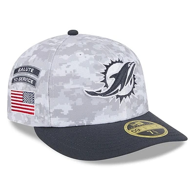 Casquette ajustée à profil bas 59FIFTY Miami Dolphins 2024 Salute To Service pour homme New Era Arctic Camo/Graphite