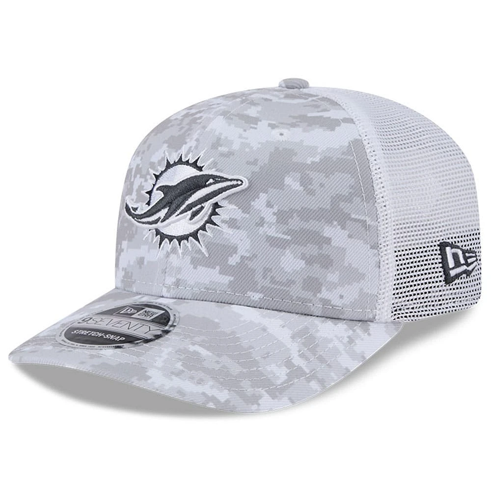 Men's New Era Arctic Camo Miami Dolphins 2024 Salute To Service 9SEVENTY Stretch-Snap Hat