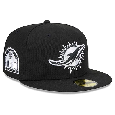 Casquette ajustée 59FIFTY pour hommes des Miami Dolphins Main Patch New Era noire