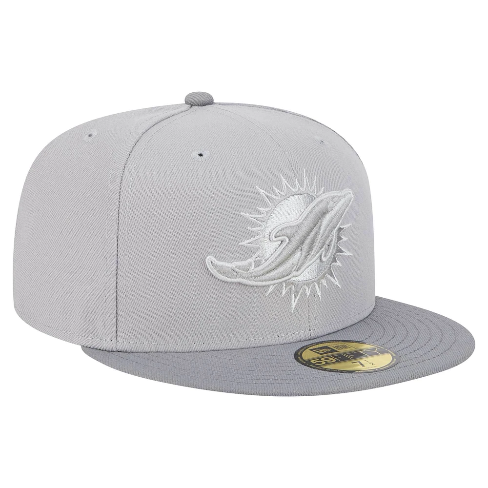 Casquette ajustée Iron Cloud 59FIFTY pour homme New Era gris/graphite Miami Dolphins
