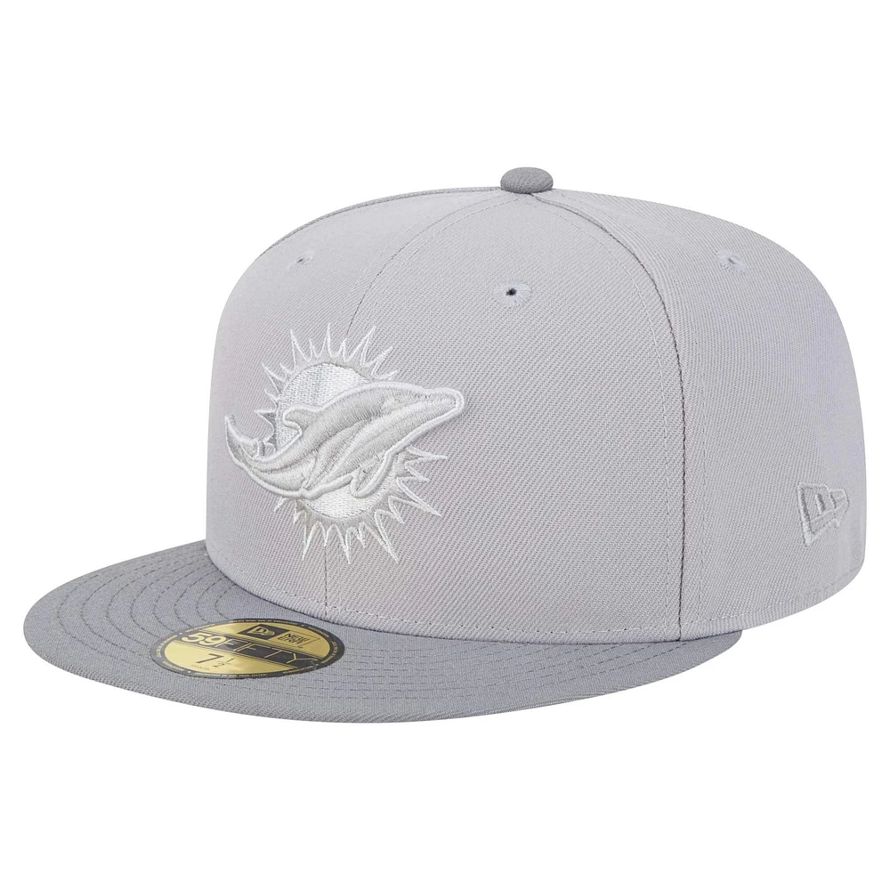 Casquette ajustée Iron Cloud 59FIFTY pour homme New Era gris/graphite Miami Dolphins