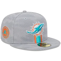 Men's New Era Gray Miami Dolphins 2024 Sideline 59FIFTY Fitted Hat