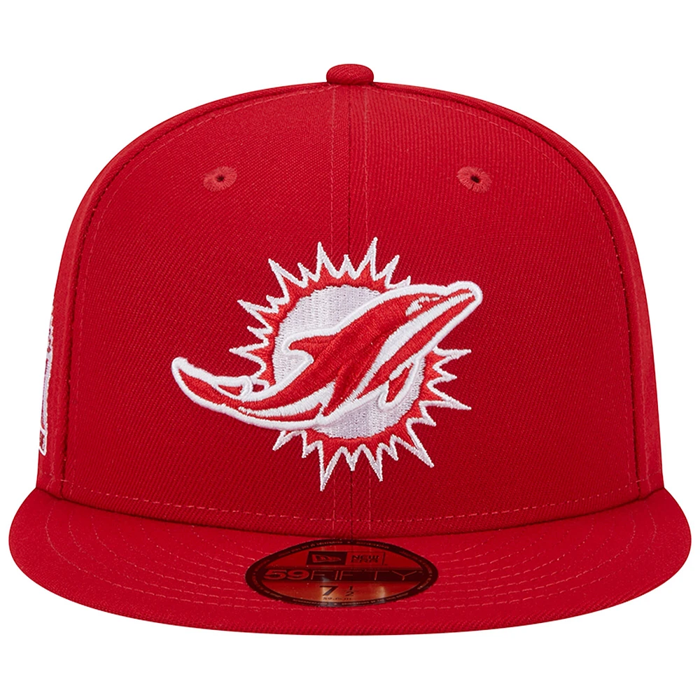 Casquette ajustée New Era Scarlet Miami Dolphins 1993 Hawaii Pro Bowl Main Patch 59FIFTY pour homme