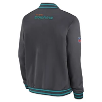 Men's Nike  Anthracite Miami Dolphins Coach Full-Zip Bomber Jacket