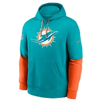 Men's Nike Aqua Miami Dolphins 2024 Sideline Club Pullover Hoodie