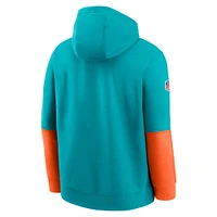 Men's Nike Aqua Miami Dolphins 2024 Sideline Club Pullover Hoodie
