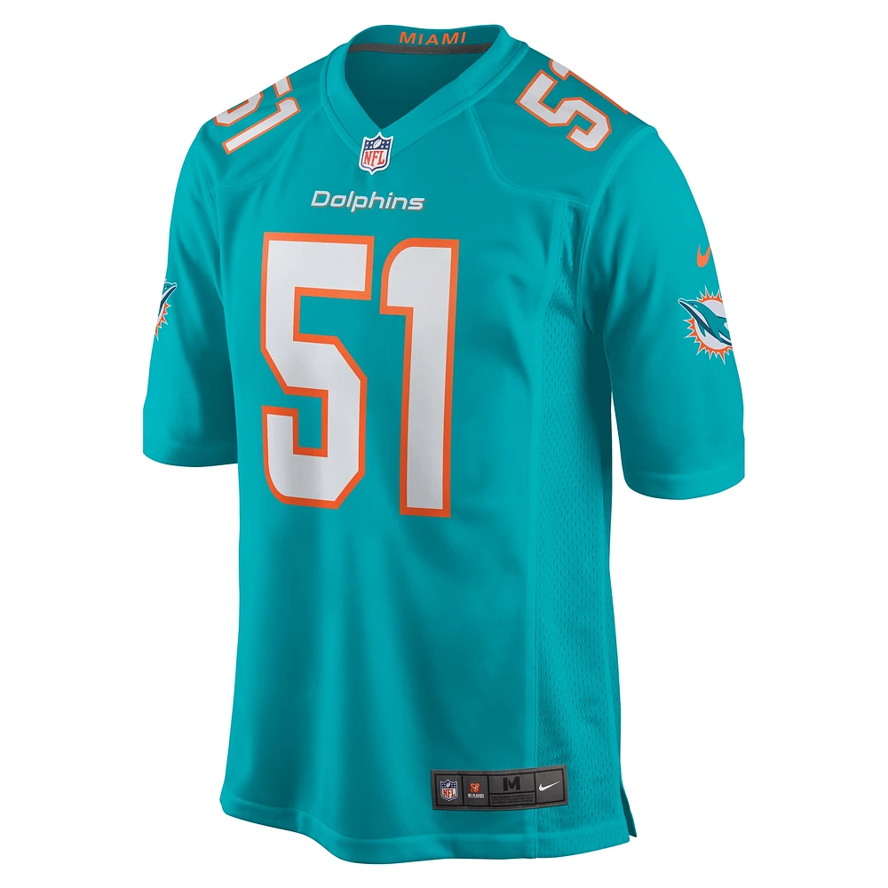 Men's Nike David Long Jr. Aqua Miami Dolphins Game Jersey