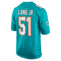 Men's Nike David Long Jr. Aqua Miami Dolphins Game Jersey