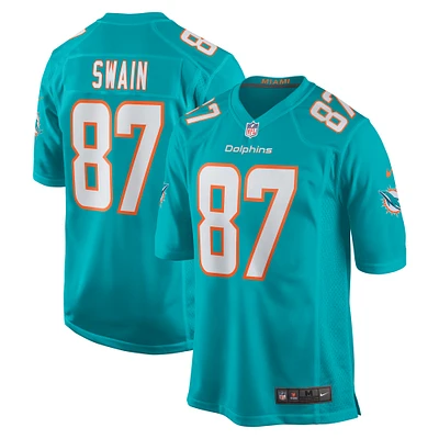 Maillot de match Nike Freddie Swain Aqua pour hommes des Dolphins Miami