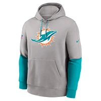Men's Nike Gray Miami Dolphins 2024 Sideline Club Pullover Hoodie