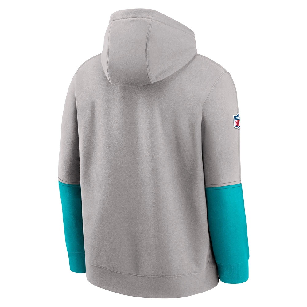 Men's Nike Gray Miami Dolphins 2024 Sideline Club Pullover Hoodie