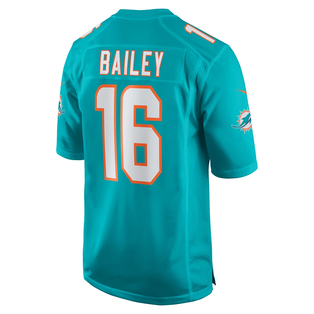 Men's Nike Jake Bailey Aqua Miami Dolphins Game Player Jersey