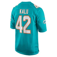 Men's Nike Joshua Kalu  Aqua Miami Dolphins Team Game Jersey