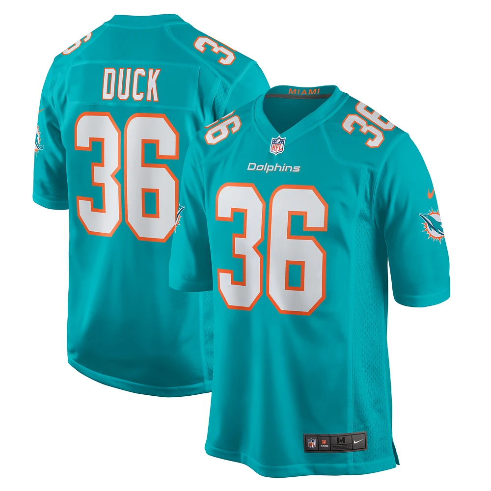 Men's Nike Storm Duck Aqua Miami Dolphins Game Jersey